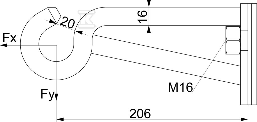 Cârlig cu piuliță (M16) PD3.3 - PD3.3